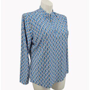 Tail Womens 2XL Blue Wavy Print 1/4 Zip Long Sleeve Athletic Top Shirt